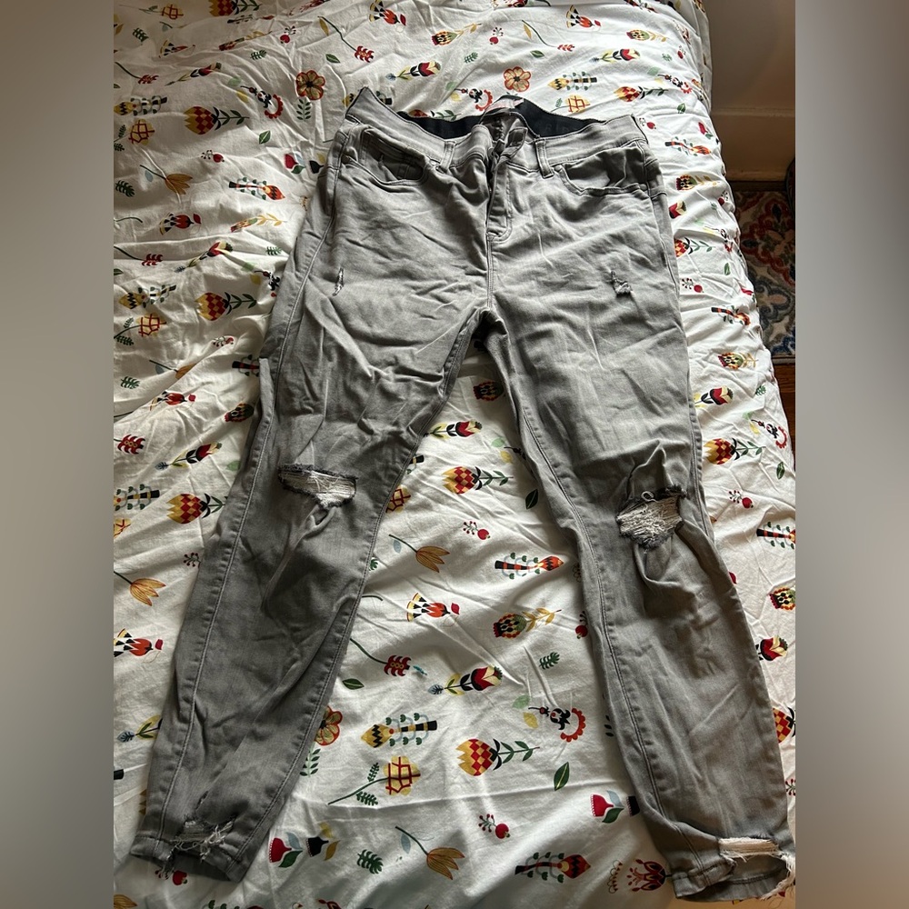 Torrid Bombshell Skinny Light Gray Distressed Jean - image 1